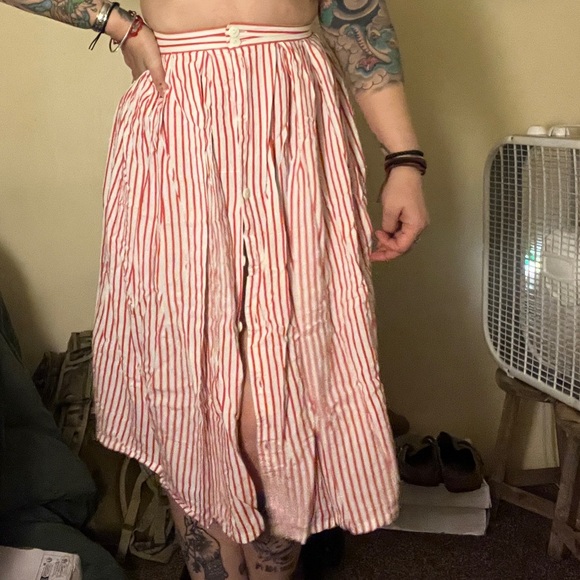 vintage candy stripe maxi button up skirt - Picture 5 of 5